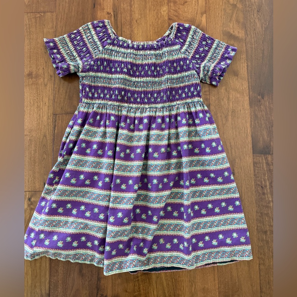 Vintage Roos Atkins Smocked Short-Sleeve Tunic/Dress